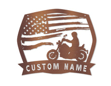 Load image into Gallery viewer, USA Flag Motorcycle Metal Sign