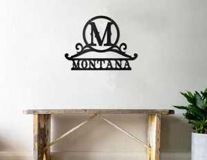 Round Monogram Name Plate