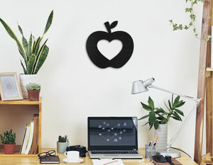 Teacher Apple Heart Metal Art Sign