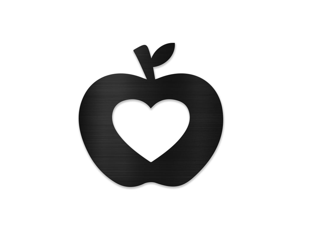 Teacher Apple Heart Metal Art Sign