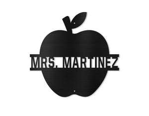 Teacher Apple Monogram Metal Art Sign