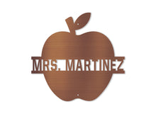 Load image into Gallery viewer, Teacher Apple Monogram Metal Art Sign
