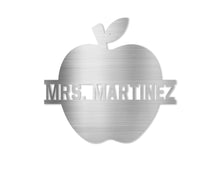 Load image into Gallery viewer, Teacher Apple Monogram Metal Art Sign
