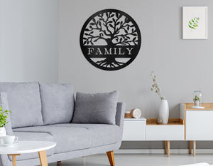 Family Tree Metal Art Sign