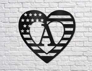 USA Heart Letter Monogram